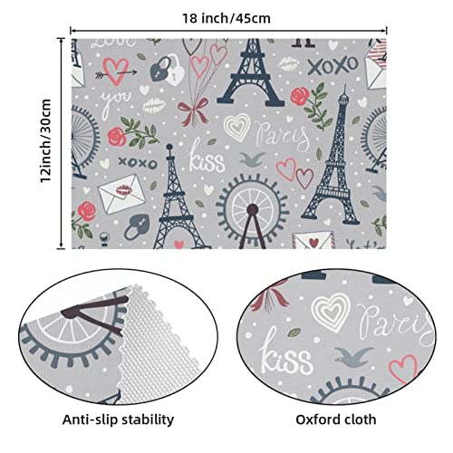 Sets de table Tour Eiffel en tissu Oxford lavable | Lot de 4 - 5
