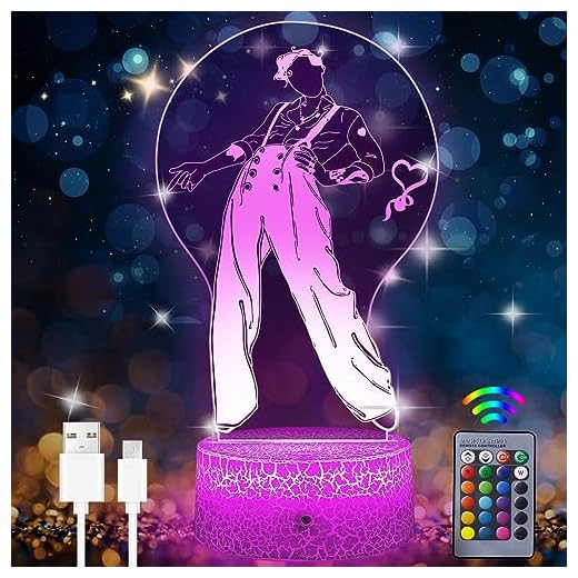 Eygerur Harry Styles Regalos, 3D LED Ilusión Harry Styles Lámpara,16 Color Regulable Con Control Remoto y 4 Modos, Harry Styles Luz de Noche Idea Regalos Para Navidad Niño Niña Decoración