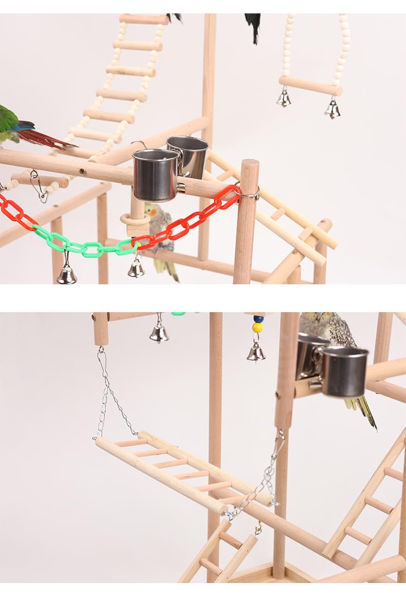 Juguetes pajaros, Juguete ninfa, Juguetes loros, juguetes para agapornis, Parrot Playstand, Madera Perca Gimnasio Playpen Escalera(48*33,5*94,5CM)