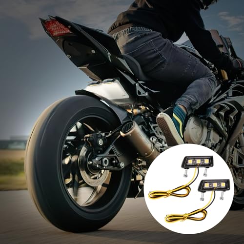 2 Stück Universelle 12V Wasserdichte LED-Kennzeichenbeleuchtung mit 3 SMD LED Mini Lampe Super Weiß Hell für Motorräder und Quads