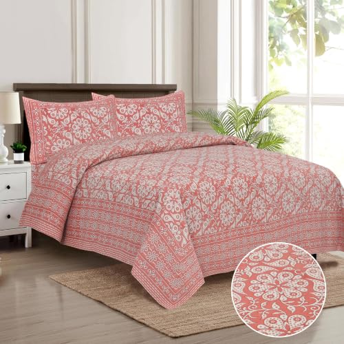 Image of Decor King Size Cotton Bedsheet | 300 TC | 100% Cotton Flatsheet King Size with Two Pillow Covers | (254 * 274 cm, Blush Pink)