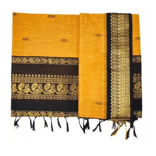 Image of Pure Kalyani Cotton Saree | Zari Border & Blouse Piece - Lata Gadwal Design | Traditional Saree