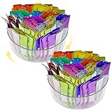 2 Pack Drink Packet Organizer Drink Mix Organizer Water Packet Organizer，360° Rotating Water Flavor Packet Organizer Lazy Susan Organizer for Drink Mixes Rotating Storage for Kitchen Countertop