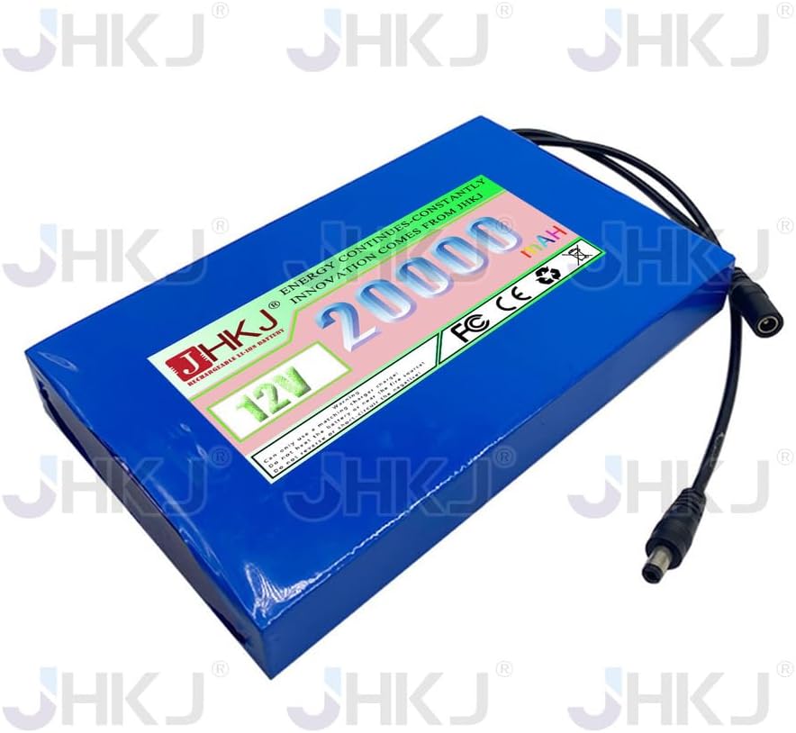 Lipo Battery 12V 20000mAh PVC Battery Pack 12V Rechargeable Batteries for LED Strips/Routers/Speakers Outdoor Portable Batteries with Charger