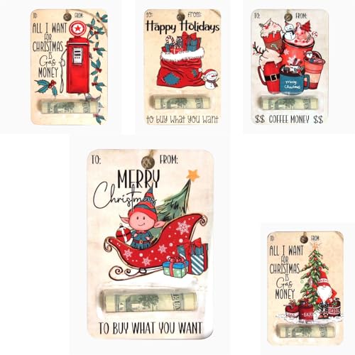 Christmas Money Holders Gift, 2024 Christmas Money Holders for Cash, Handmade Wooden Money Clip, Money Tree Gift Holder with Clips (A)