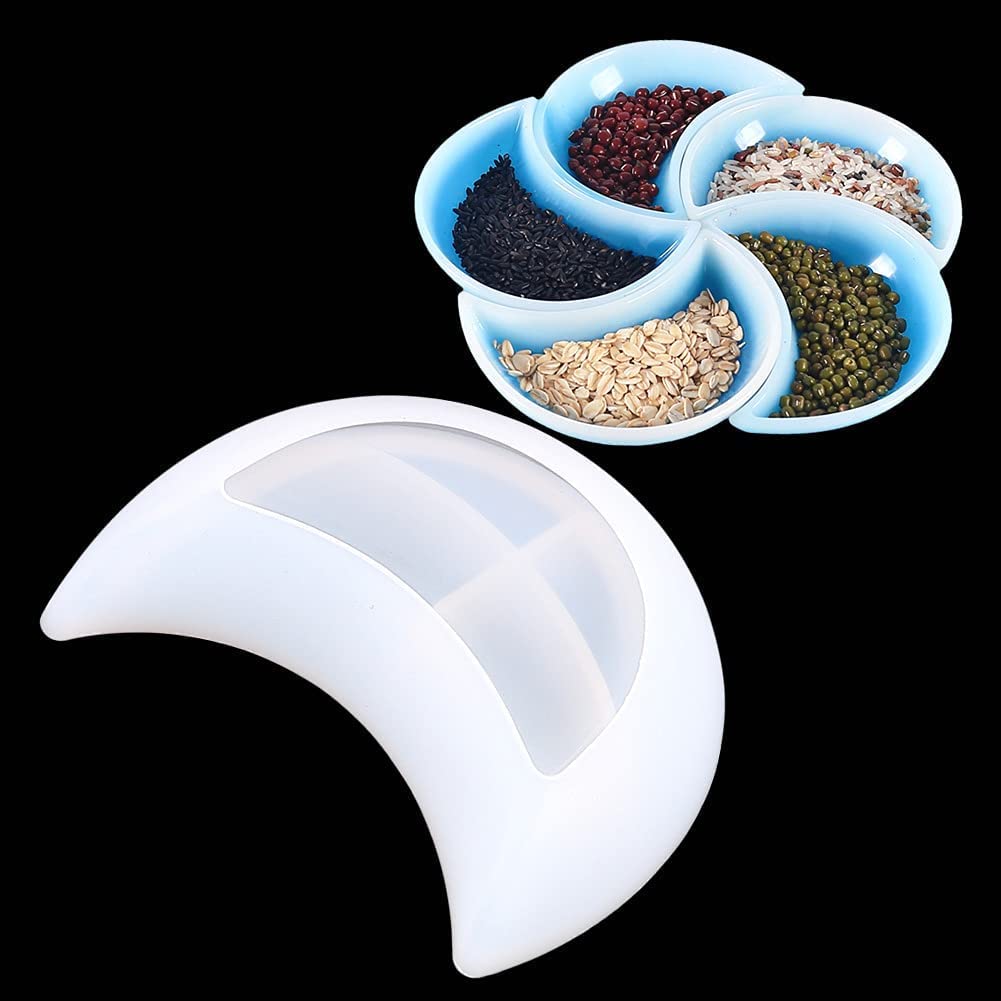 EnaMeena 1-Pack Moon-Shaped 6-Inch Serving Tray Silicone Molds. Perfect for Epoxy Resin Casting, Dining Areas, Home Decor, DIY Projects, and Gifting.