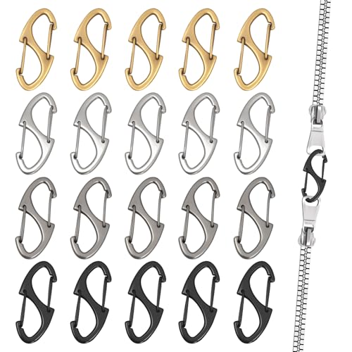 20 Pcs Zipper Clips Anti Theft, Dual Opening Zipper Pull Replacement Zipper Locks for Backpacks, Suitcases, Camping Gear, Secure Anti-Theft Design (Black, Gunmetal, Silver, Antique Brass)