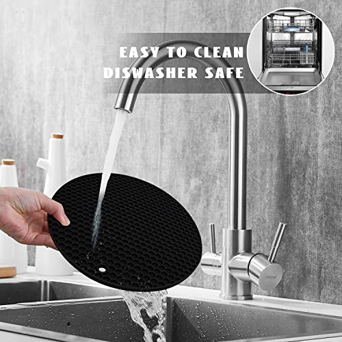 Image of 4 Pack Silicone Trivet Mats, 7 Inch & 9 Inch Flexible Heat Resistant Silicone Hot Pads Pot Holders for Kitchen Counter, Round Trivets for Hot Dishes - Potholders Jar Opener(Black)