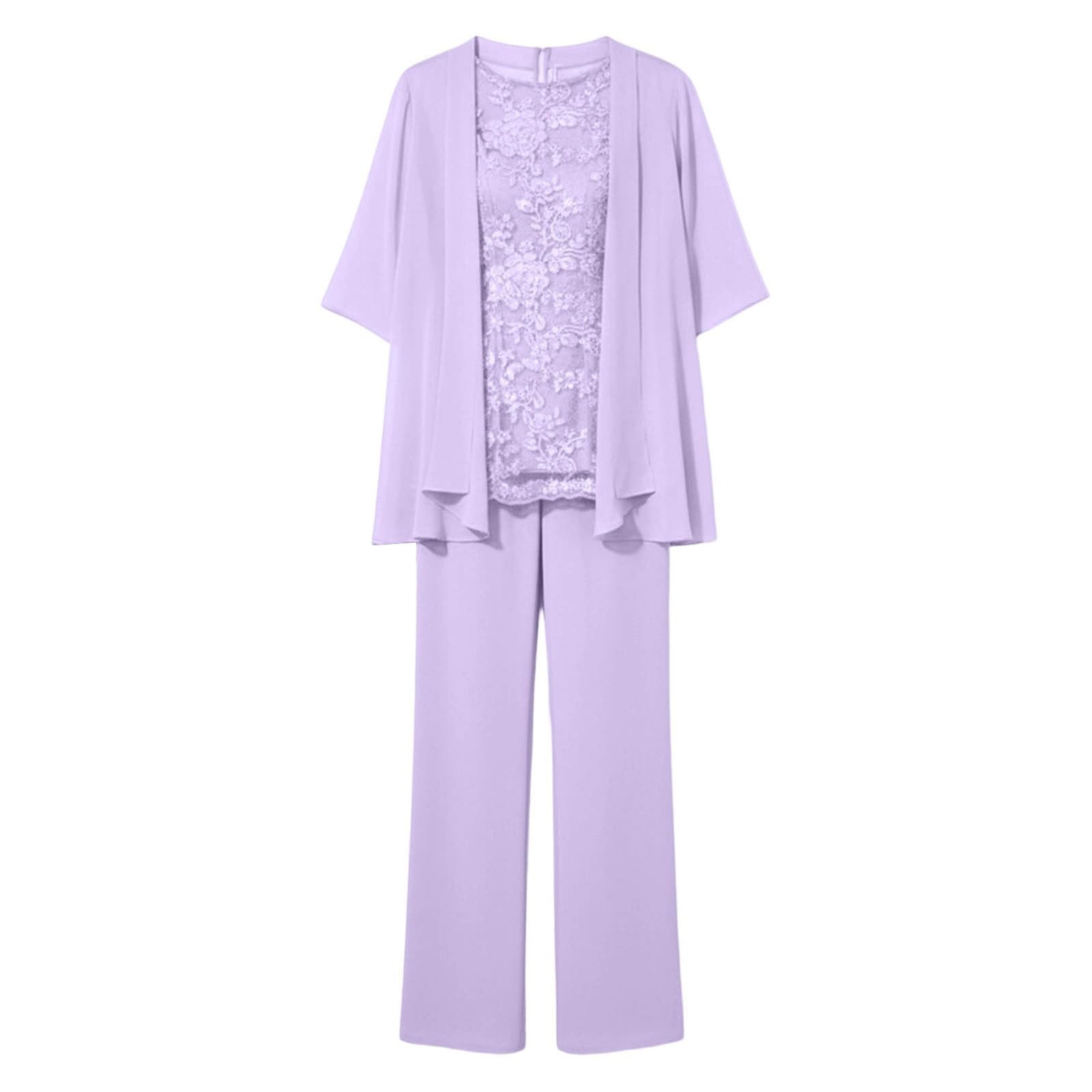 Traje de boda para mujer, chifón, traje de madrina para boda, pantalones formales con chaqueta, 3 piezas, elegante, traje de noche, traje de ocio, traje de pantalón transpirable, opaco