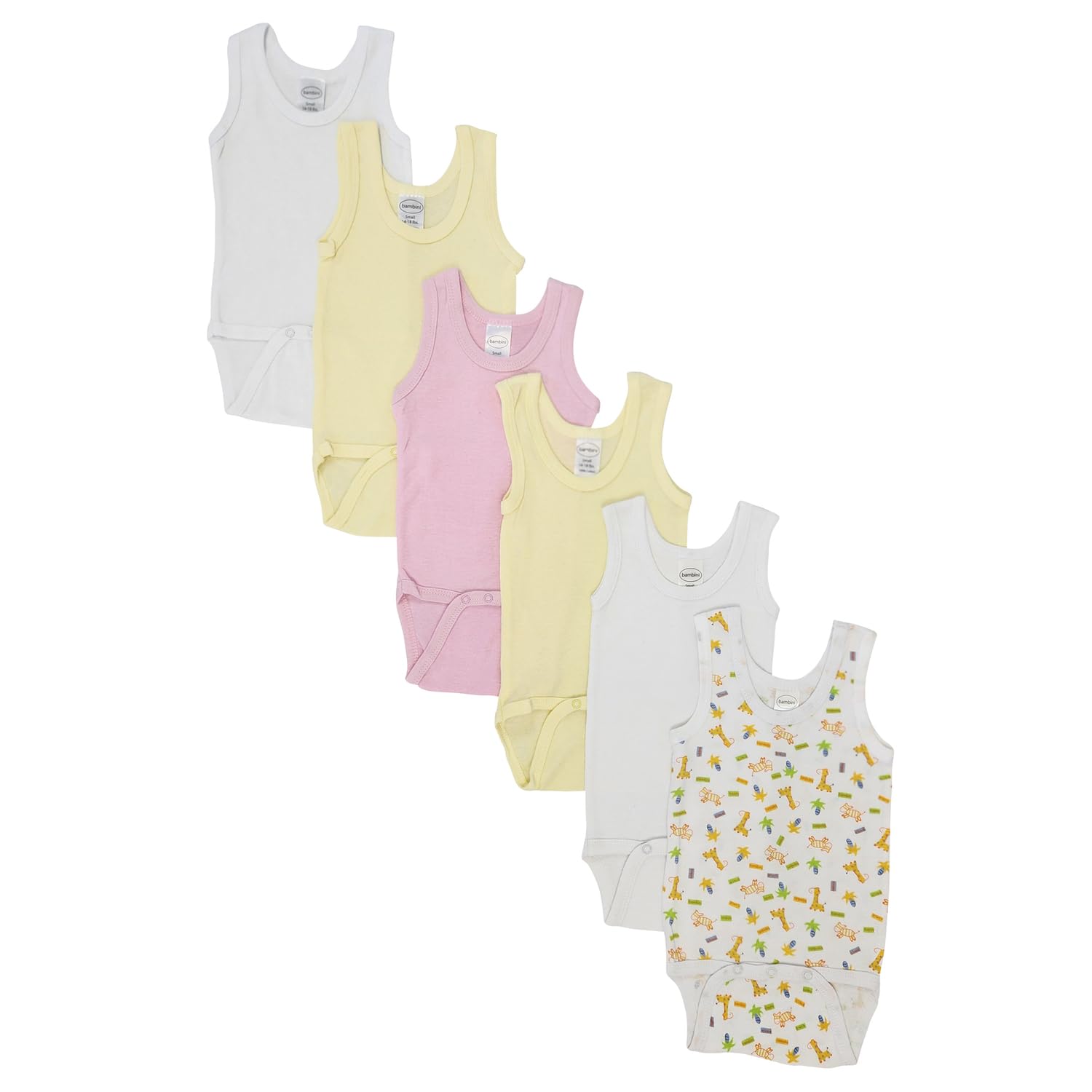 Bambini Baby Girl 6 Pc One Piece and Tank Tops, White