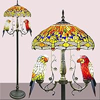 Amazon.co.jp : Byrotson トンボのオウムの床ランプのティファニーの