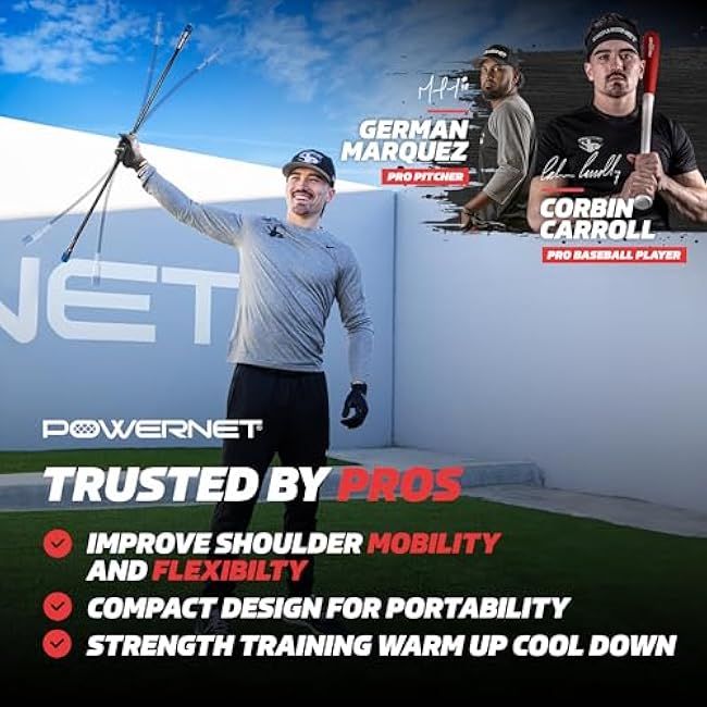 PowerNet Compact Power Bar, Weighted Tube with Interchangeable Weights, Strength Training Shoulder Rehabilitation Aid, Baseball Training Warm Up Cool Down, Increase Strength, Mobility & Flexibility