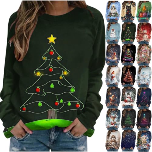 Aymnlox Christmas Fleece Sweatshirt for Women Xmas Tree Graphic Crewneck Long Sleeve Holiday Pullover Casual Winter Festive Outfit christmas tops women 2027 Black S - image 1