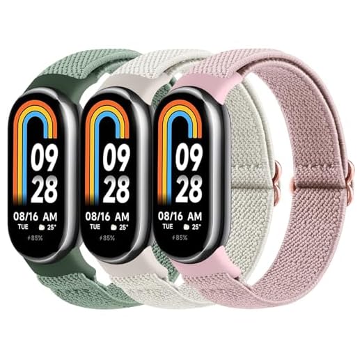 Wanme Correa Elástica para Xiaomi Smart Band 9 / Xiaomi Mi Band 8 Correas, Pulseras Suave Ajustables de Nylon Deportivo de Repuesto para Hombres Mujeres (Verde + Luz de Estrellas + Rosa)