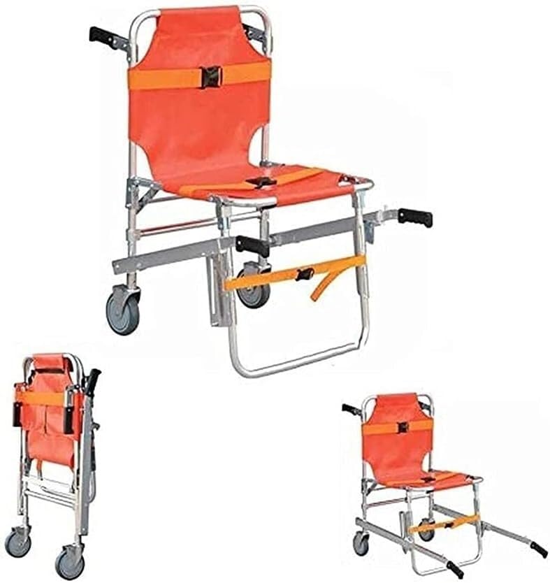 Silla de Ruedas móvil Plegable para Exteriores, cómoda, para Desplazamiento, Silla de Escalera Plegable portátil para Personas Mayores, Silla de traslado médico, Silla de evacuación para Bomberos