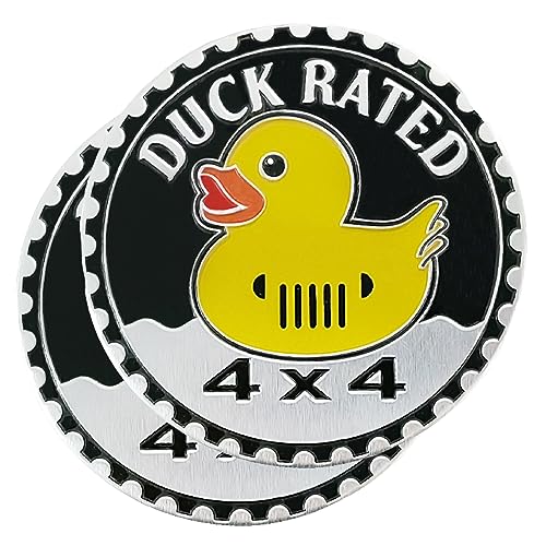 Image of EDINGM 2 PCS Duck Rated Car Emblem, 4x4 Metal, Yellow, Universal, Compatible with Jeep Wrangler, Truck, SUV, RV