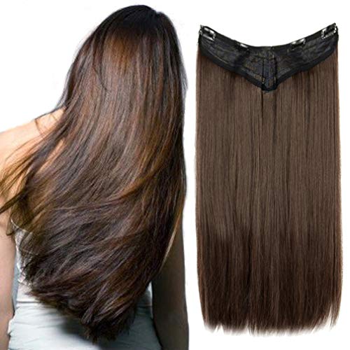 V-Shaped Hair Extensions One Piece U part Synthetic Straight Curly Wave Clips in Hairpiece