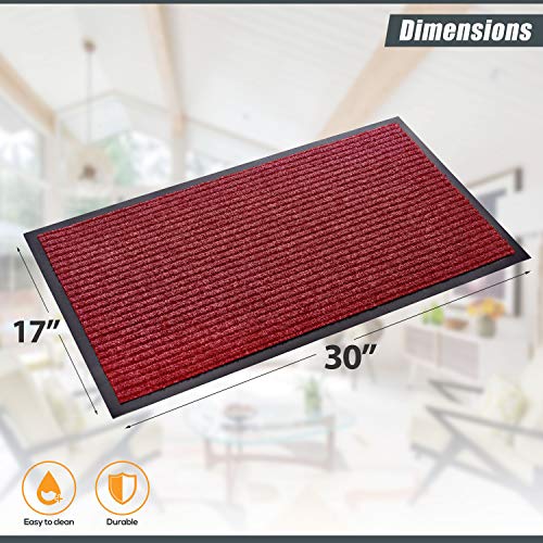 Sierra Concepts 2-Pack Front Door Mat Ribbed Red - Indoor Outdoor Floor Doormat Entryway Welcome Mats - Entrance Shoe Scraper, Entry Inside Outside, 30" X 17" #TOP3