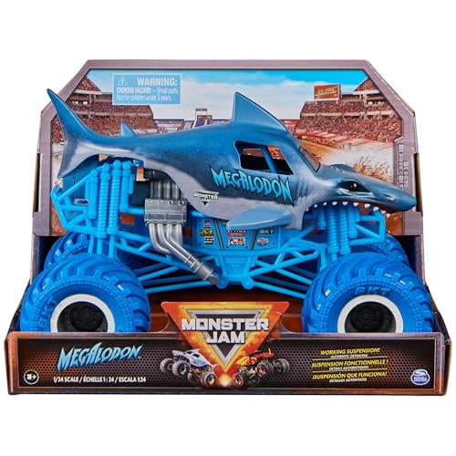 Monster Jam offizieller Megalodon Monster Truck Druckguss-Fahrzeug zum Sammeln im Maßstab 1:24 Spielzeug für Kinder ab 3 Jahren