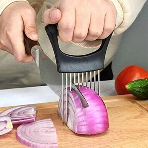 Stainless Steel Onion Holder for Slicing, Onion Fork Steak Needle, for Slicing Onions Tomatoes Potatoes Carrots and Other Vegetables, Stainless Steel Cutting Kitchen Gadgets