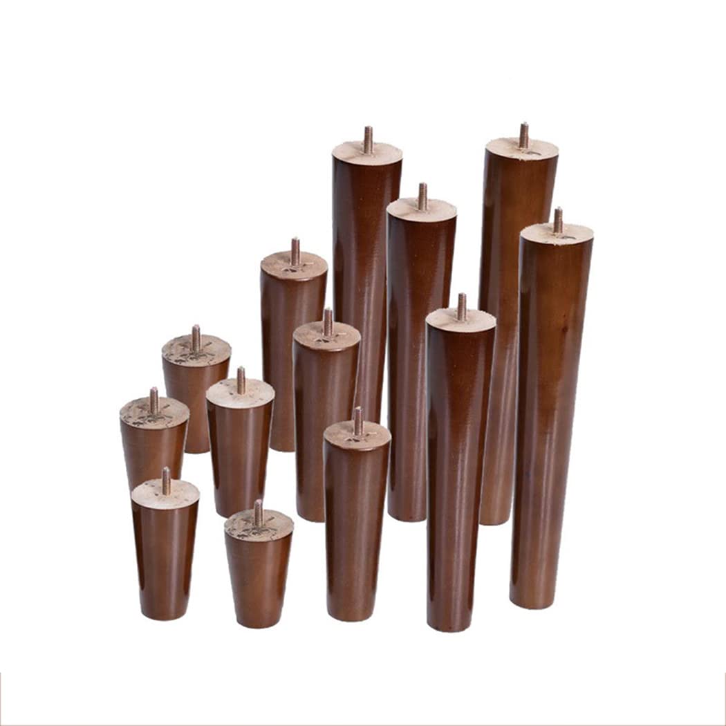 Gambe per mobili in Legno massello coniche M10, Piedini di Ricambio per Divano, Poltrona, Mobile TV, Tavolo da Pranzo e Sedia, Colore Noce, 4 Pezzi (8 cm)