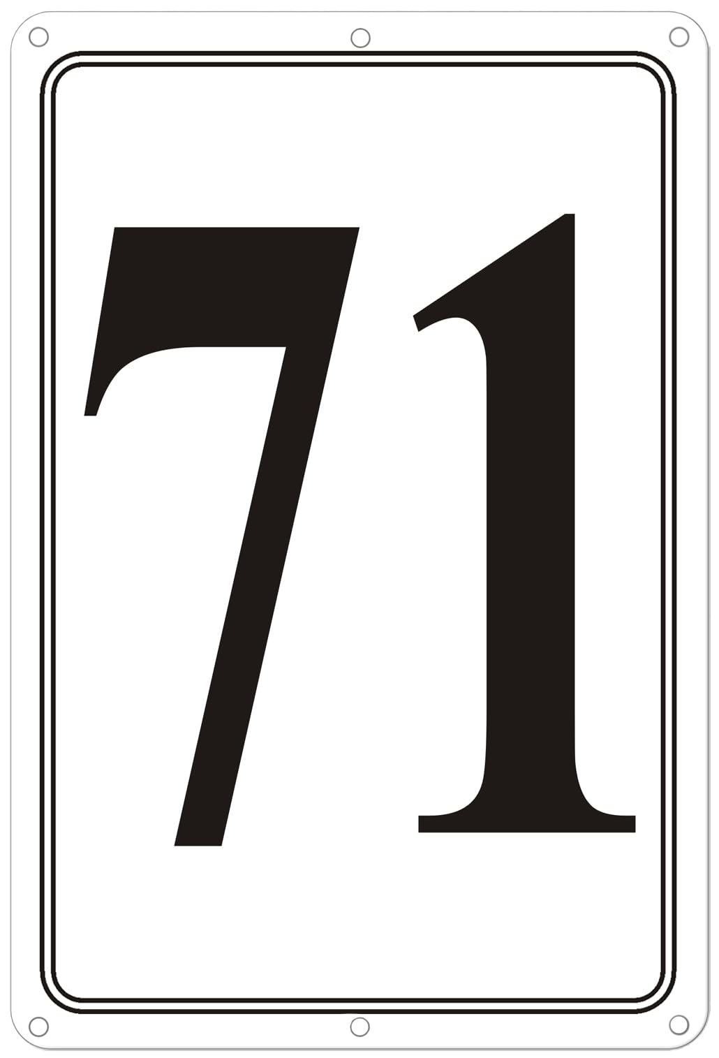 Premium Aluminum Number Signs 71, Metal 12" X 8" Numbered Signs Outdoor for Parking Lots, Floor, Dock, Court, Aisle, Field, High Visibility, No Fade, Weather-resistant