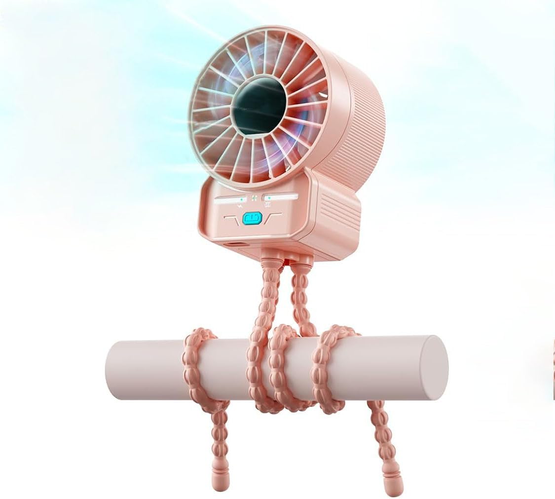 InfLuvRealm Portable fan USB rechargeable handheld, easy to carry outdoors?Multiple stabilization methods.Different scenarios (pink)