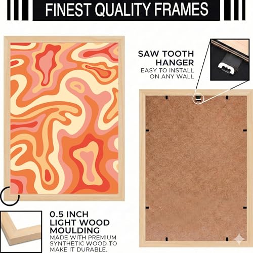 Image of BLINKART Liquid Swirl Aesthetic Modern Art Walls With Frame | Natural Wood Texture | Living Room Bedroom Office Wall Decoration | Poster Home Decor Frames Wall Bedroom | 12x8 Inches (D75)