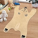 LIVEBOX White Bear Kids Rug for Nursery,36'x53' Washable Area Rug for Bedroom,Non-Slip Soft Rug for Bathroom,Animals Playroom Rug Floor Door mat for Kids Room Tent Entryway