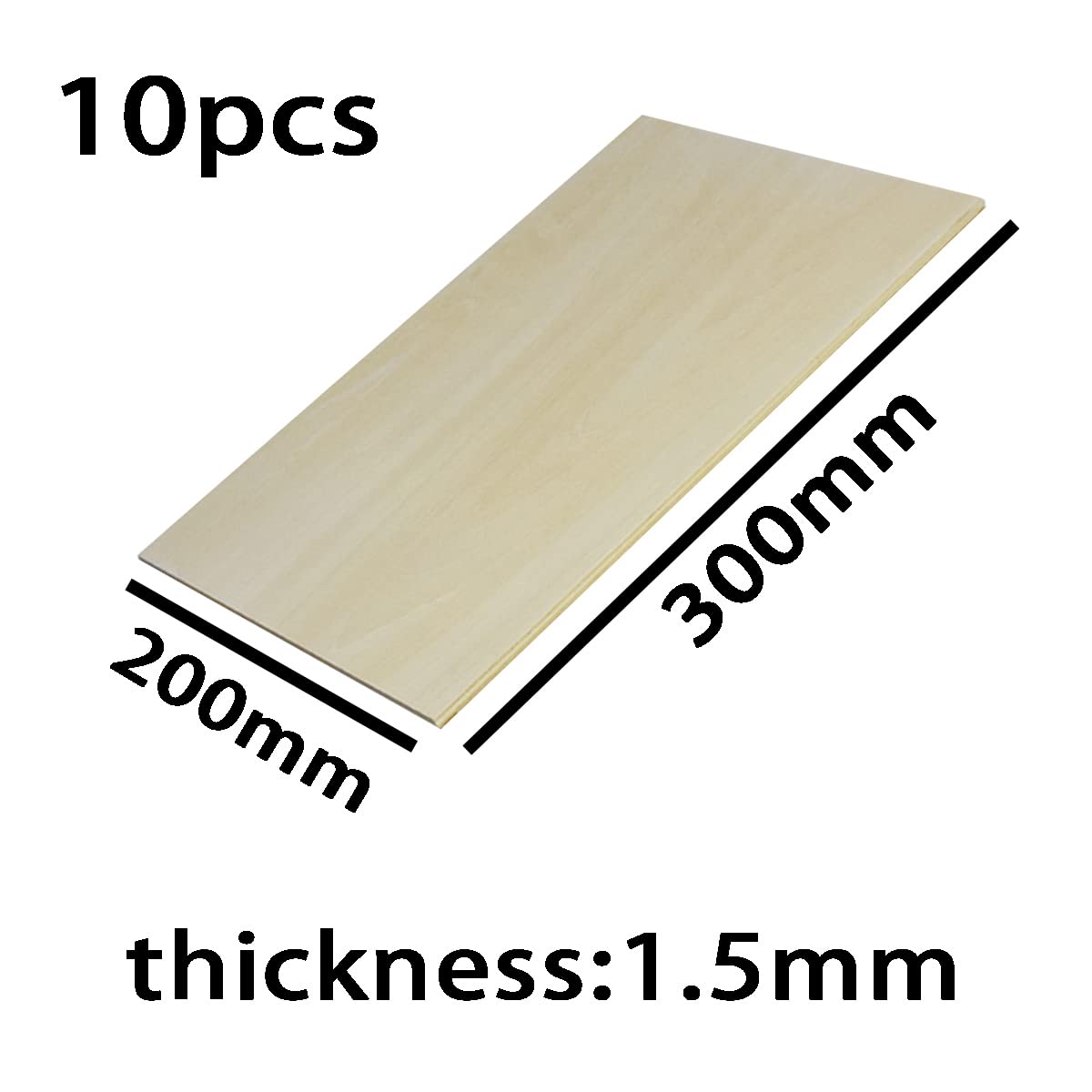 10 Pezzi Fogli di Legno di Balsa 200 x 200 x 1,5 mm Fette di