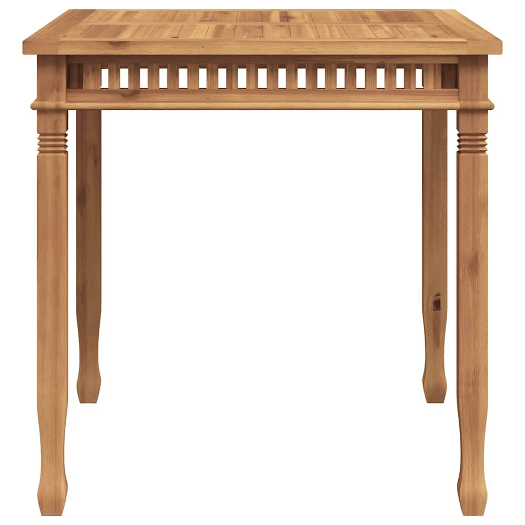 Masywny stół do jadalni z drewna tekowego, 80 x 80 x 80 cm, kwadratowy stół ogrodowy na taras i do salonu, trwałe drewno tekowe z pionowymi lamelami, łatwy w pielęgnacji i prosty