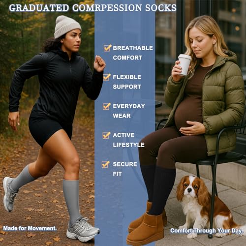 Image of Sooverki Compression Socks for Women and Men Circulation (3 /4 Pairs) is Best Support for Running Athletic Cycling Hiking
