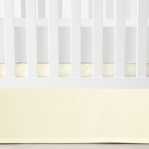 Lush Decor Falda de cuna sólida con textura de lino impreso, 52 x 28 pulgadas, marfil