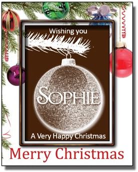 Christmas Chocolate Bauble Card with Name - Sophie