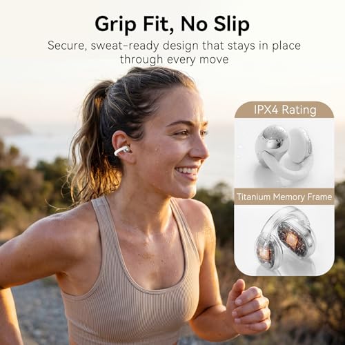 Image of TCL CrystalClip Open Ear Clip-On Earbuds, 5.5g Ultra-Light Open Ear Wireless Earbuds with Deep Bass & 3D Spatial Sound, Clear Calls, Dual-Device Switching, 36H Playtime, IPX4 Waterproof, Lunar White