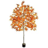NAHUAA Fall Tree Outdoor 6.5FT Tall Artificial Maple Trees Potted Natural Autumn Tree for Porch Faux Fall Tree for Home Decor Indoor Floor Front Porch Entrance Halloween Thanksgiving
