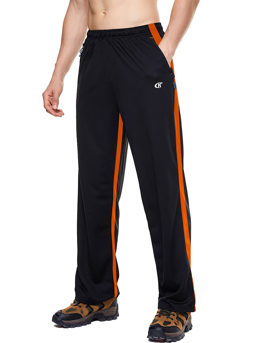YuKaiChenMen’s Athletic Running Pants Open Bottom Mesh Sweatpants Pockets
