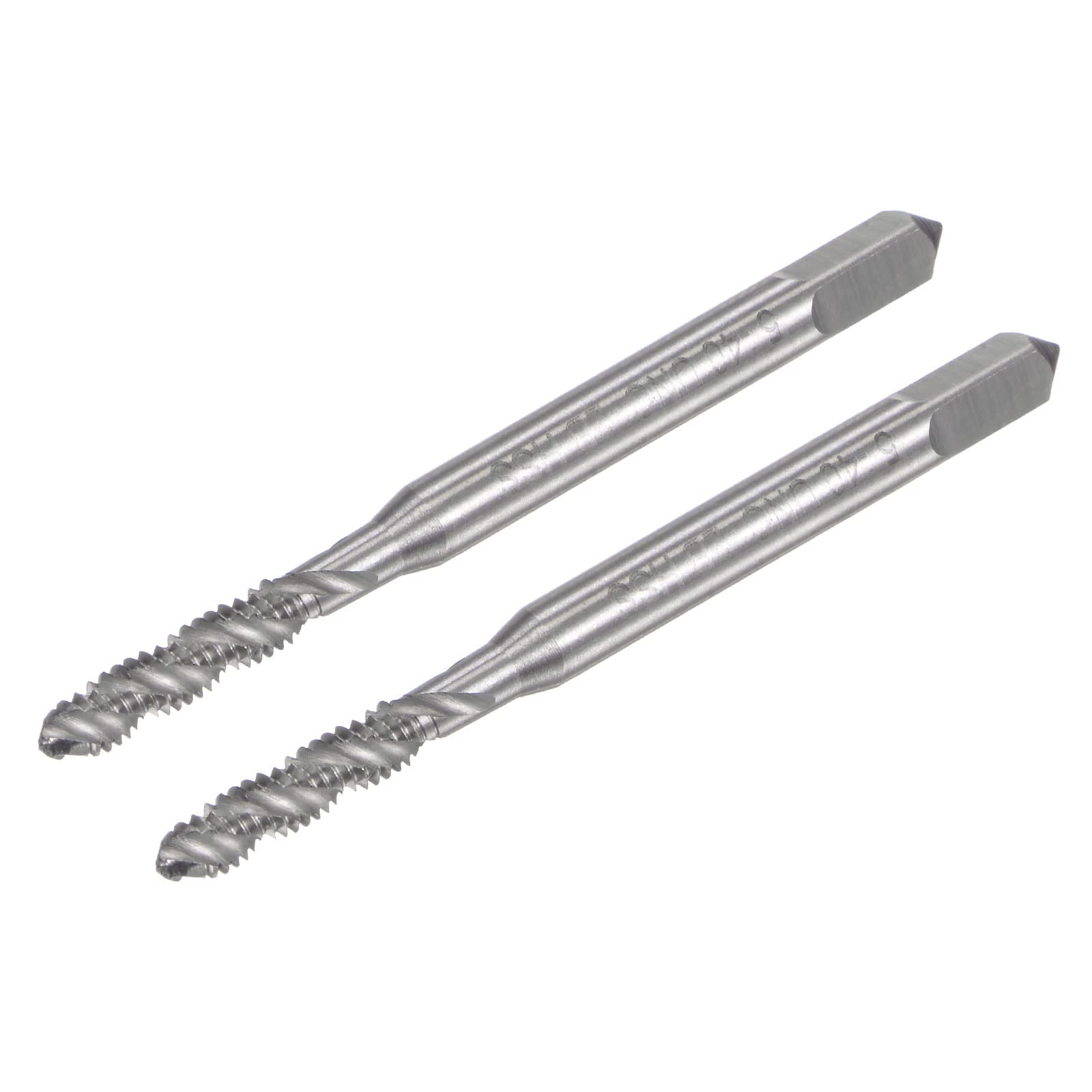 uxcell Spiral Flute Taps, 5-40 UNC 2B High Speed Steel (HSS) Uncoated Machine Thread Milling Threading Screw Tap 3 Flutes Tapping Tool 2pcs