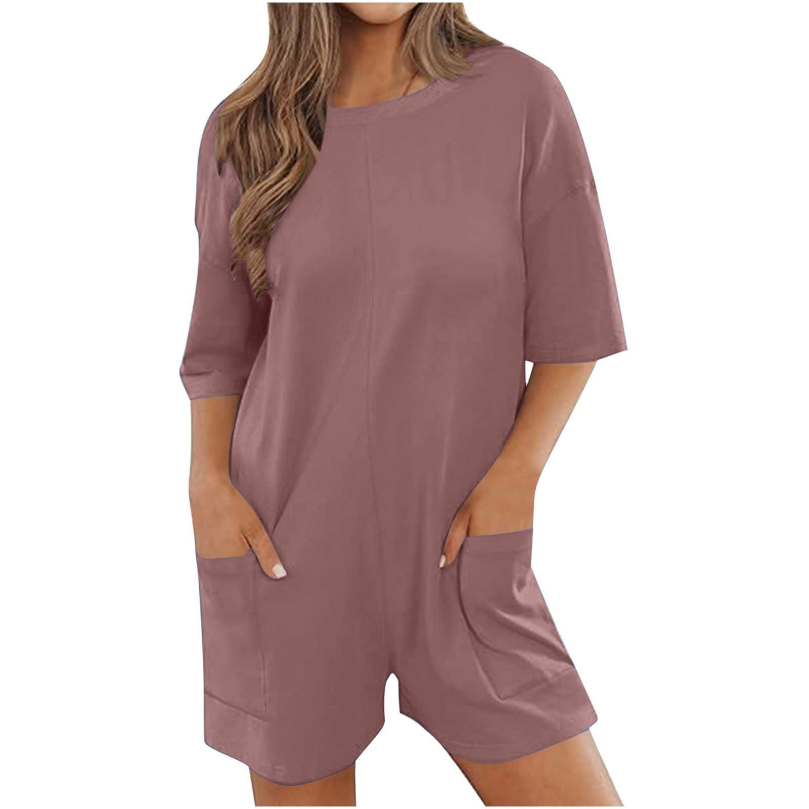 Summer Rompers for Women 2026 Spring Flowy Dressy Casual Petite Jumpsuits Beach Comfy Linen Athletic Overalls