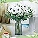 10 Pcs Artificial Anemone Poppy White Flowers and Green Eucalyptus Stems Decor Fake Silk Flowers Greenery Branches Leaves Faux Flowers Floral Arrangements for Wedding Bouquet Garland Vase Centerpiece