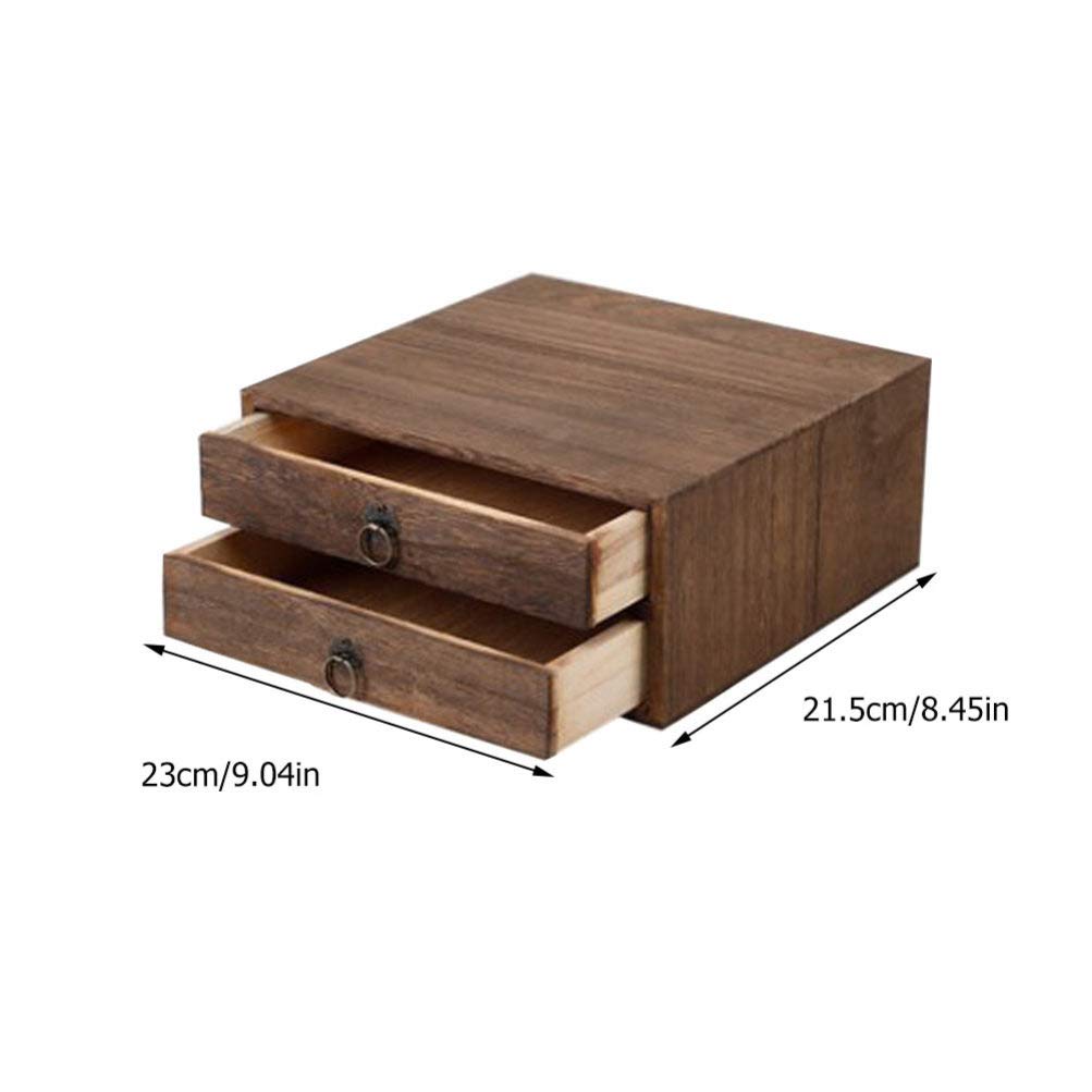 Cabilock Storage Drawers Loose Tea Rustic Wood Tea Storage Box Tea Bag Organizer Stand Holder Drawer for Kitchen Countertop Vanity Jewelry Chest Box Cabinet Two Layer Storage Drawers Loose Tea