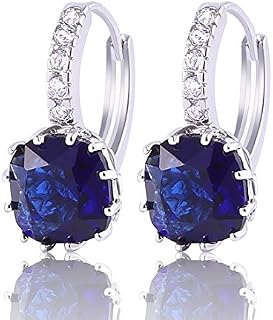 GULICX Huggie Hoop Earrings 925 Sterling Silver CZ Cushion Cut Square Stone