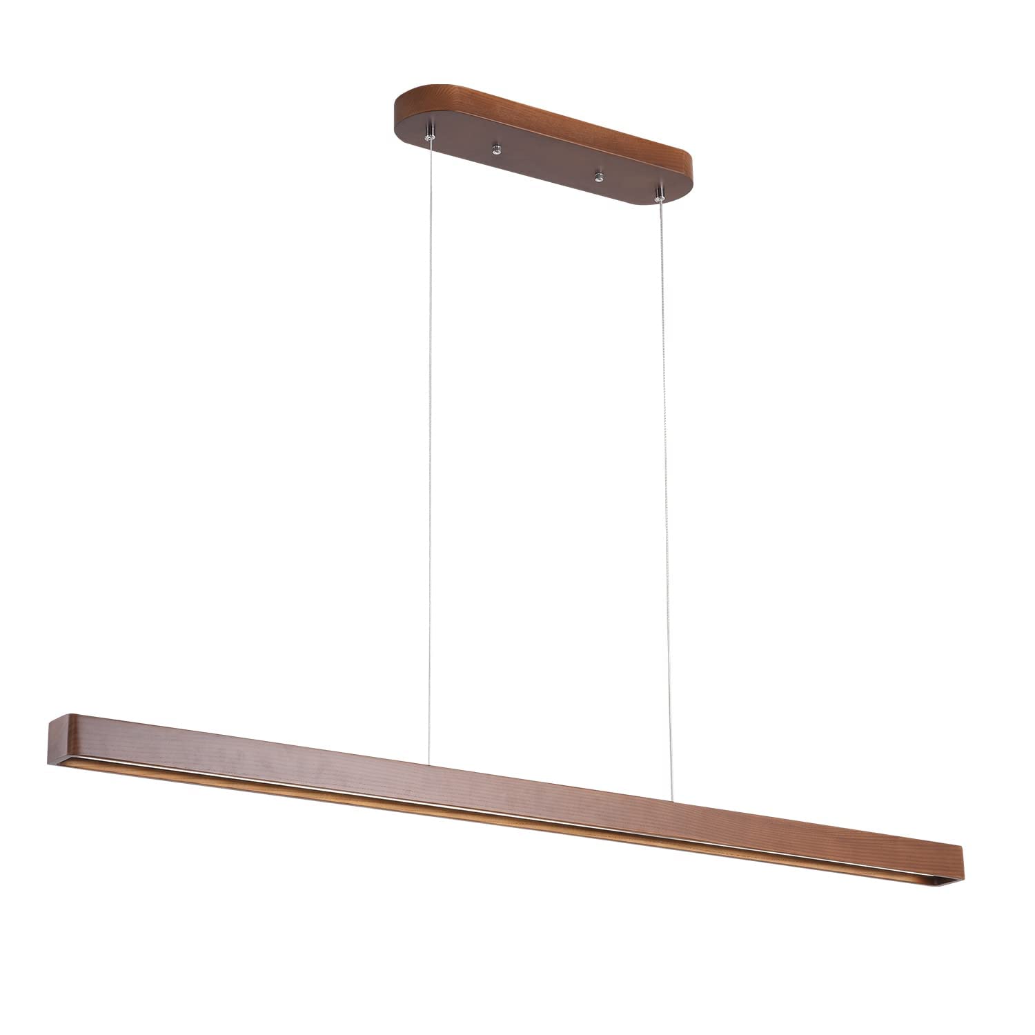 Photo 1 of 39" Wood Linear Pendant Light Fixture Led Dimmable Ceiling Pendant Hanging Light Adjustable Billiard Pool Table Lights for Dining Room Kitchen Island Lights Walnut Color?Hand Crafted? Walnut 39in