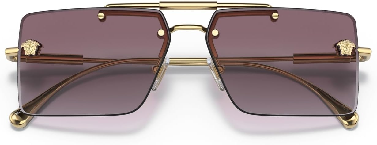 Versace VE 2245 10028H Gold Metal Rectangle Sunglasses Purple Gradient Lens - Image 3