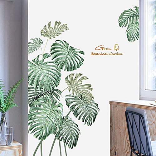 Big Green Leaf Wall Stickers Tropical Plant Leaves Window Decals Wall Murals Wall Art Decorative Sticker For Kids Home Living Room Bedroom Nursery Playroom Jungle Party Decor Decorations Supplies #TOP2