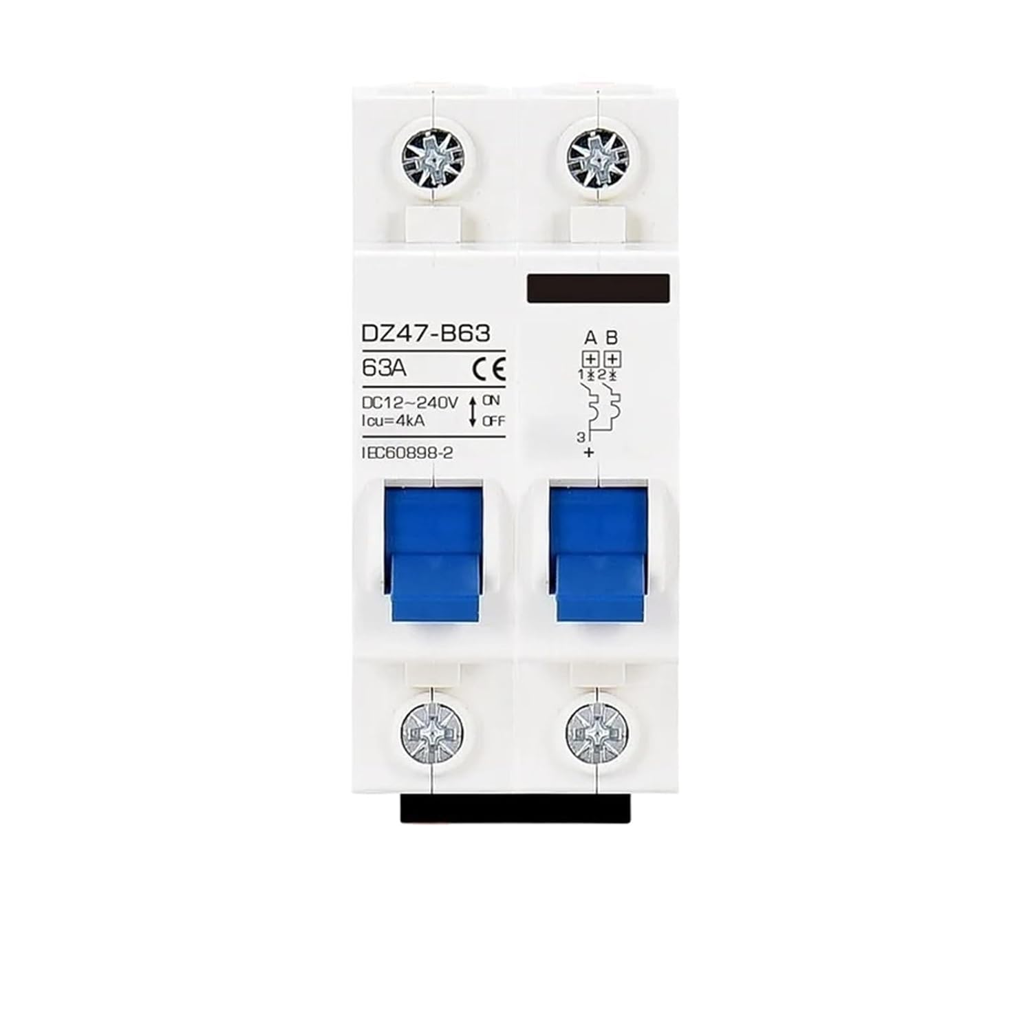 Applicable to DC MCB 12V-240V DZ47 Circuit Breaker 125A 63A 32A 16A - Power Switch Protector for Battery Cars and Generators(1P,B125A)