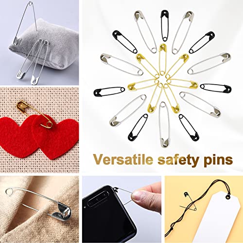 Redamancy 540 Pcs Premium Safety Pins, 4 Sizes Rust Resistant Safety Pins, 3 Colors Safety Pins For Clothes, For Clothes, Crafts, Sewing, Dressmaking, With Storage Box, Gold Silver Black #TOP6