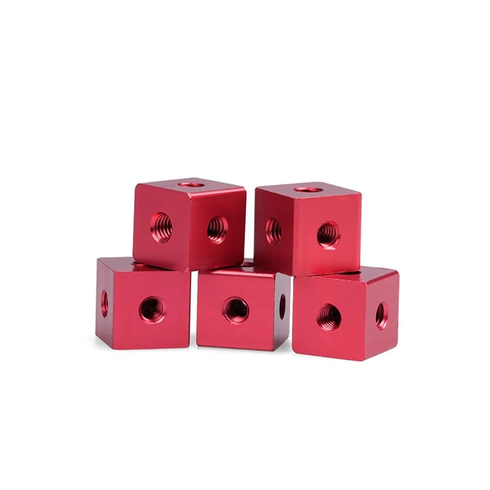 Vite a 6 lati M3 M4 M5 M6 M8 M10 Fori Dado Blocco Collegamento di bloccaggio in alluminio Staffa quadrata Fissaggio Piastra filettata Cubo(Red,M8 (25x25x25)-5pcs)