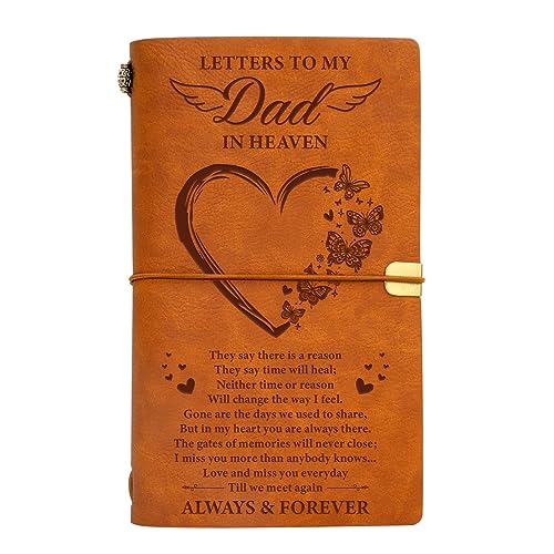 Vetbuosa Letter to Dad in Heaven Leather Journal,Memorial Gifts for
