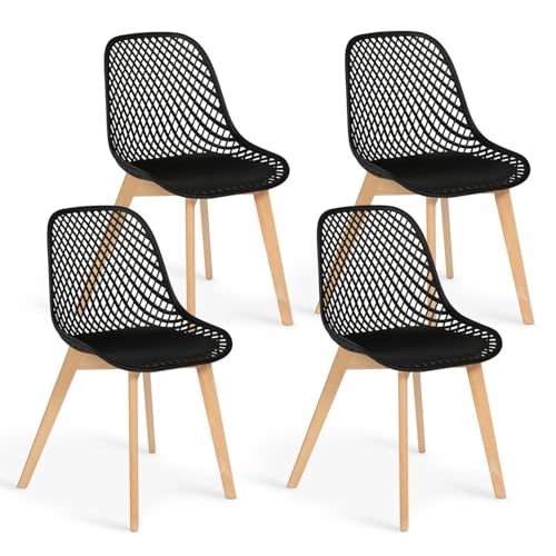 IDMarket - Lot de 4 chaises Mandy Noires pour Salle à Manger